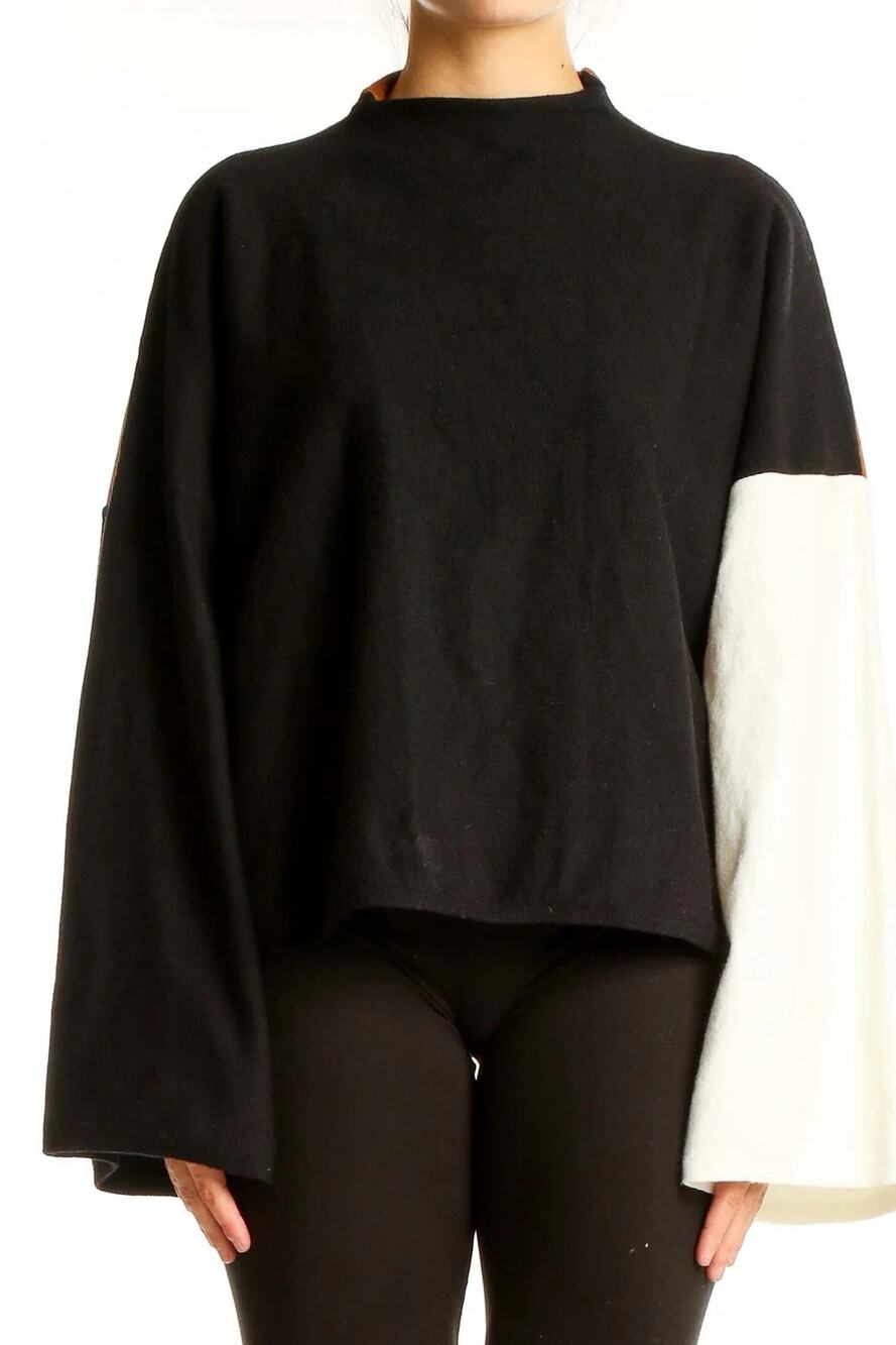 Modern Citizen Size Small S Pia Black Color Block Mock Neck Viscos Blend Sweater